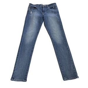 Levis 711 Skinny Jeans Women 29 Mid Rise Medium Wash Distressed Ripped Stretch
